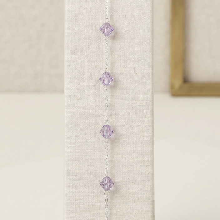 Pulsera micro rolo cristal biconico plata