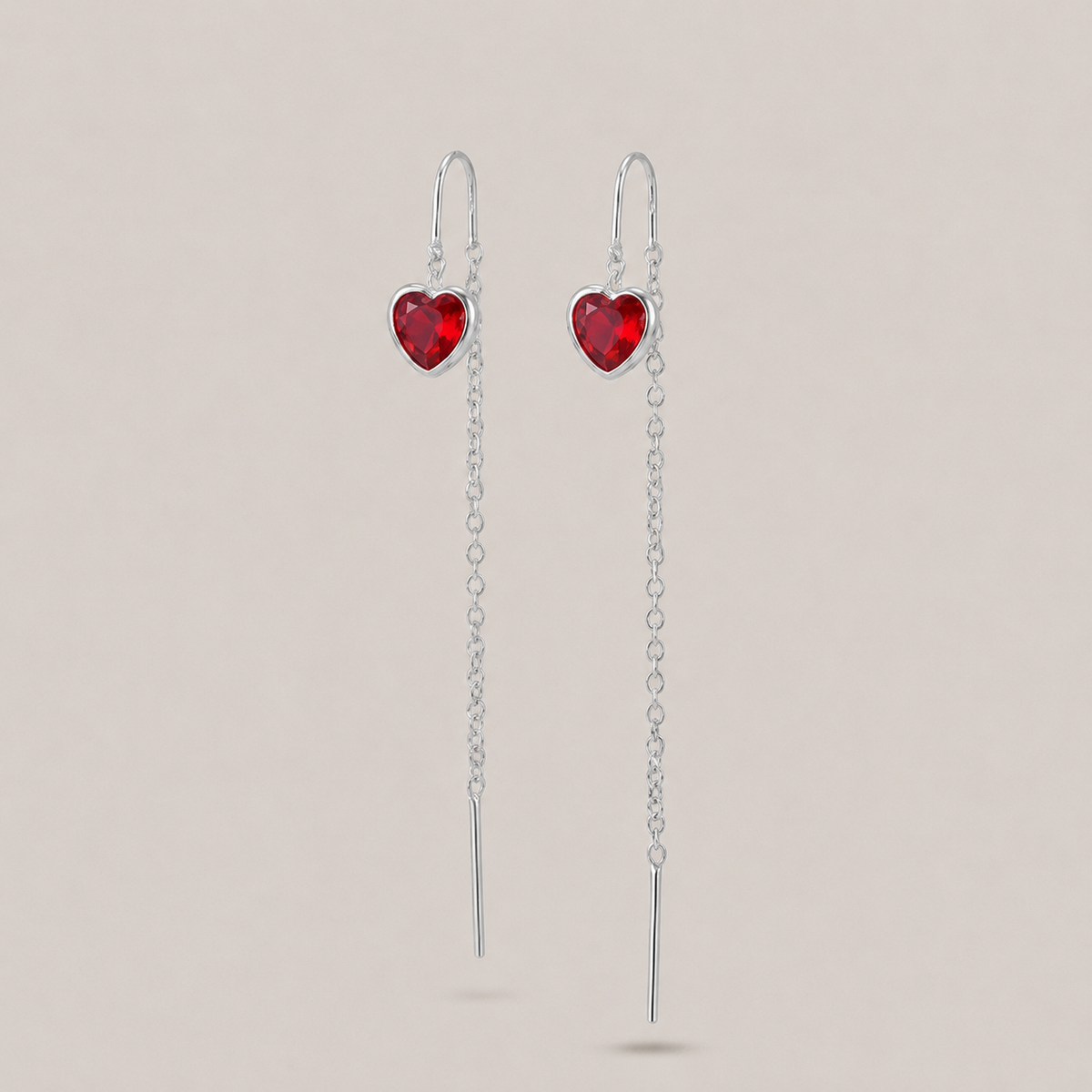 Aros mini heart chain plata