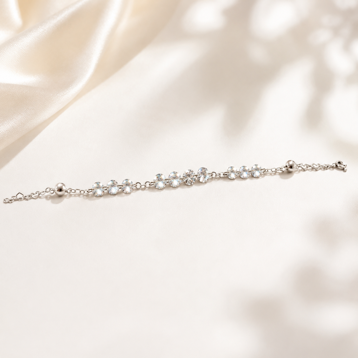 Pulsera cristales Swarovski esferas plata
