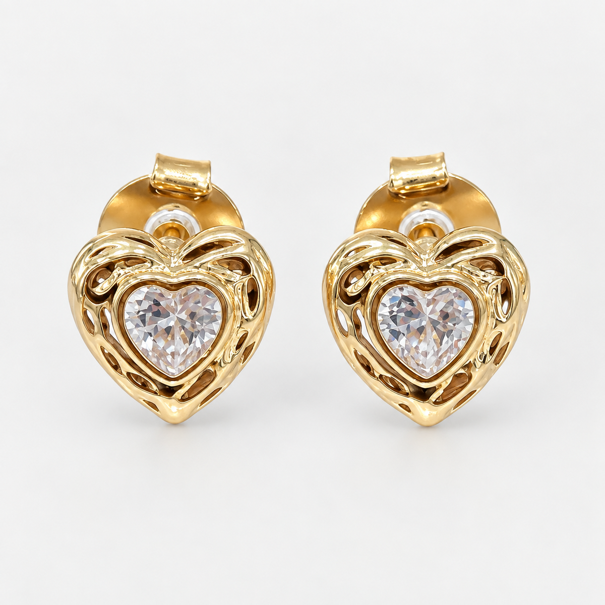 Aros Corazón Gran Circón Oro