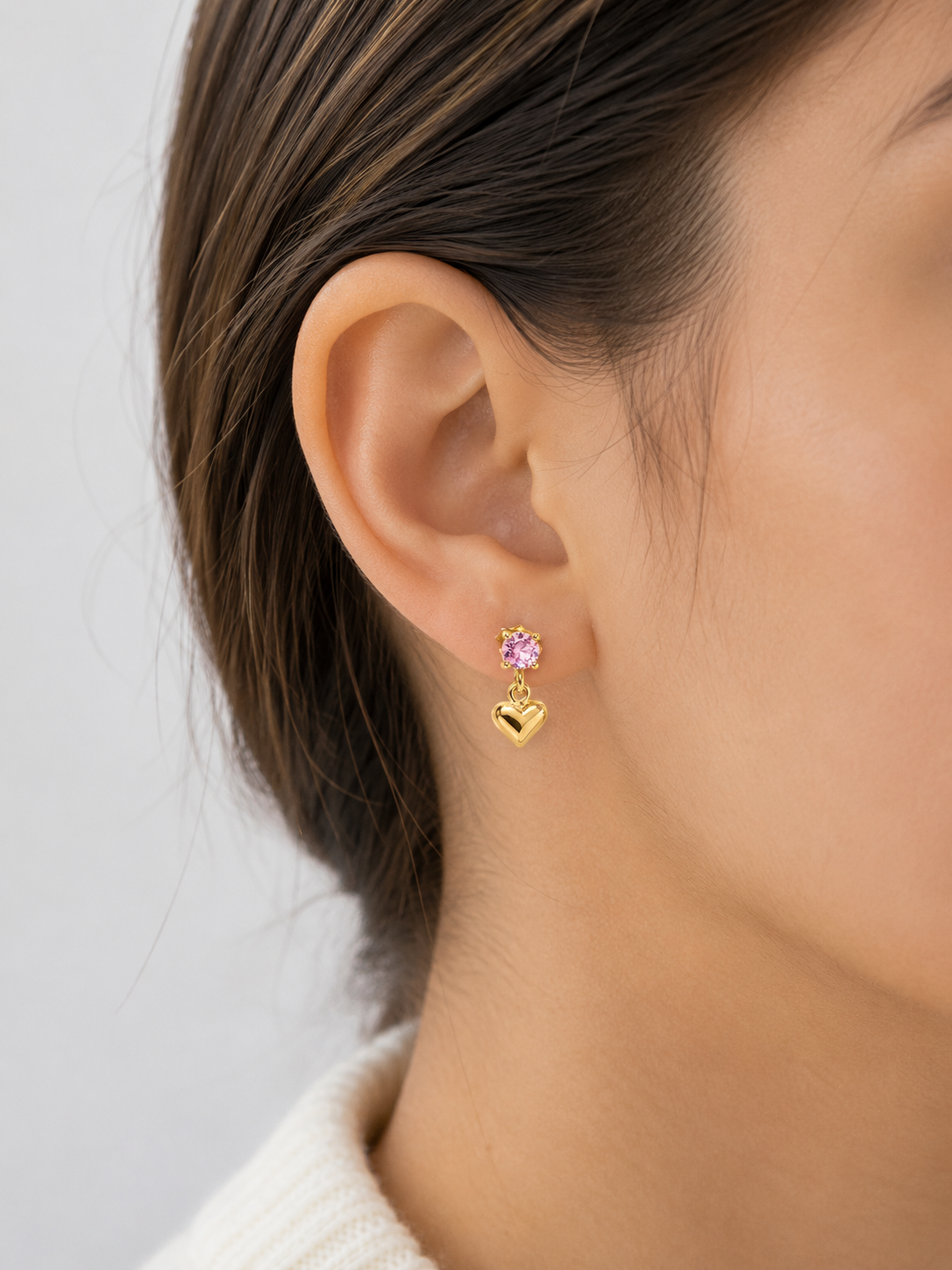 Aros Niña Sweet Heart Baño de Oro 18k