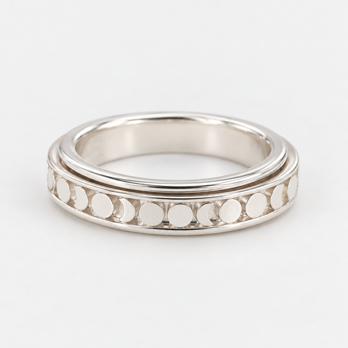 Anillo Giratorio Antiestrés Fase Lunar Plata