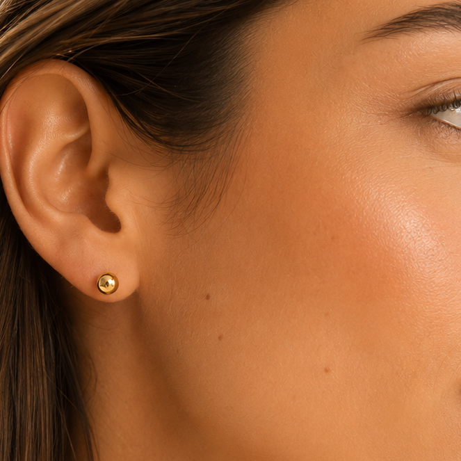 Aros esfera enchapado en oro 7 mm