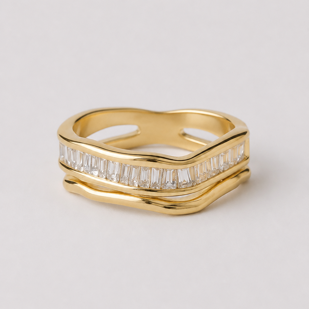 Anillo Ondas Baguette