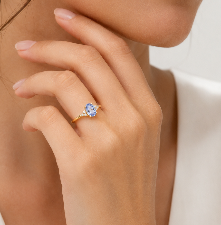 Anillo Cielo Aquamarine Oro
