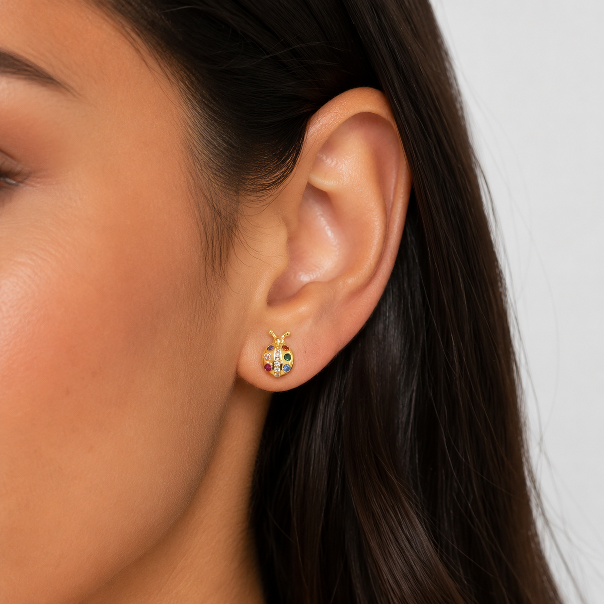Aros Chinita Arcoiris Oro