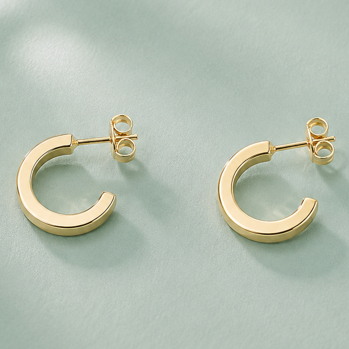 Argolla mini cuadrada enchape oro 12mm