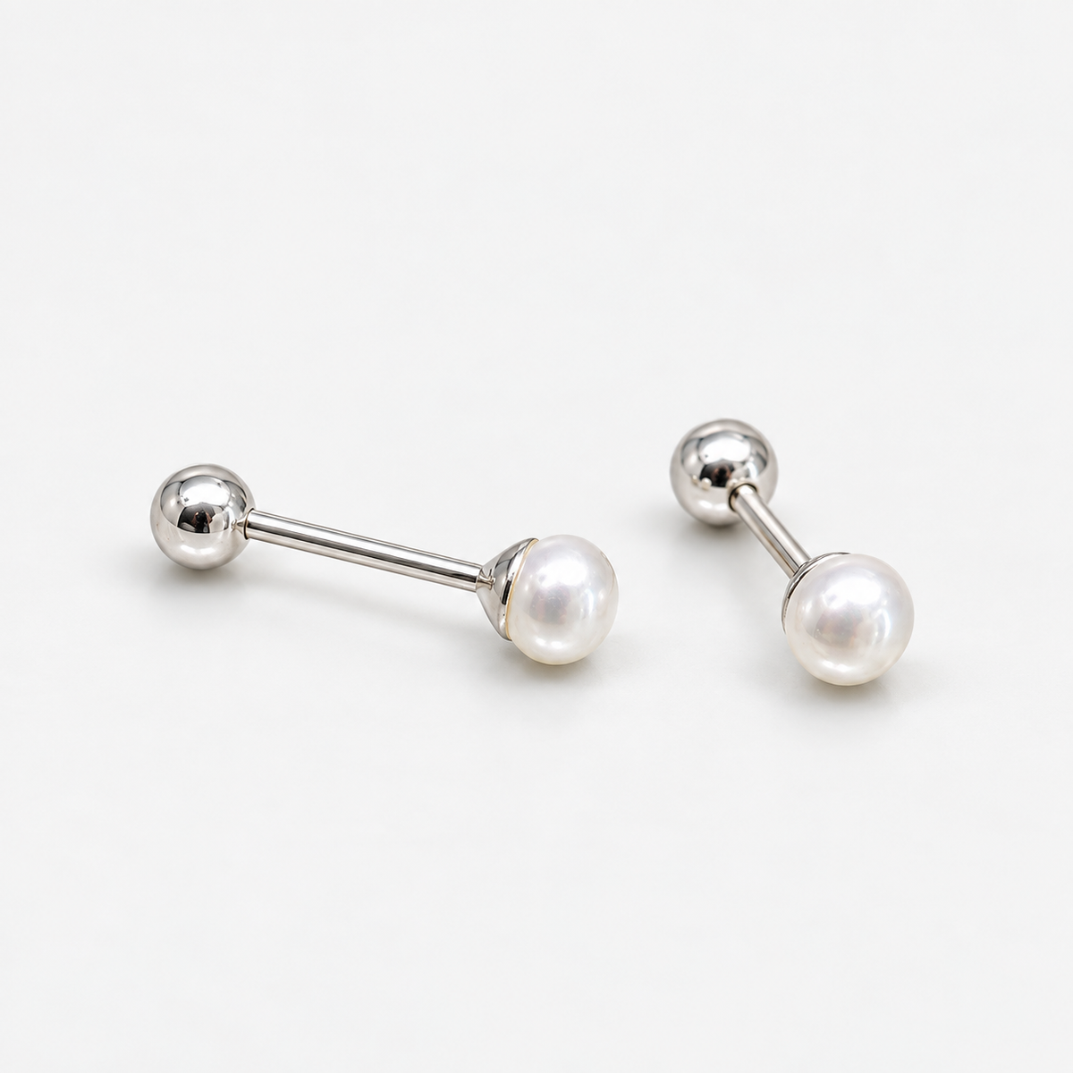 Aros de Perla Tope Plata 4 mm