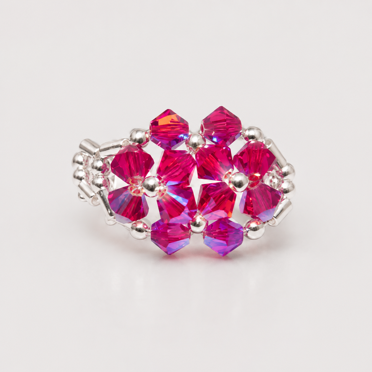 Anillo Ajustable Prisma Cristales Swarovski Plata