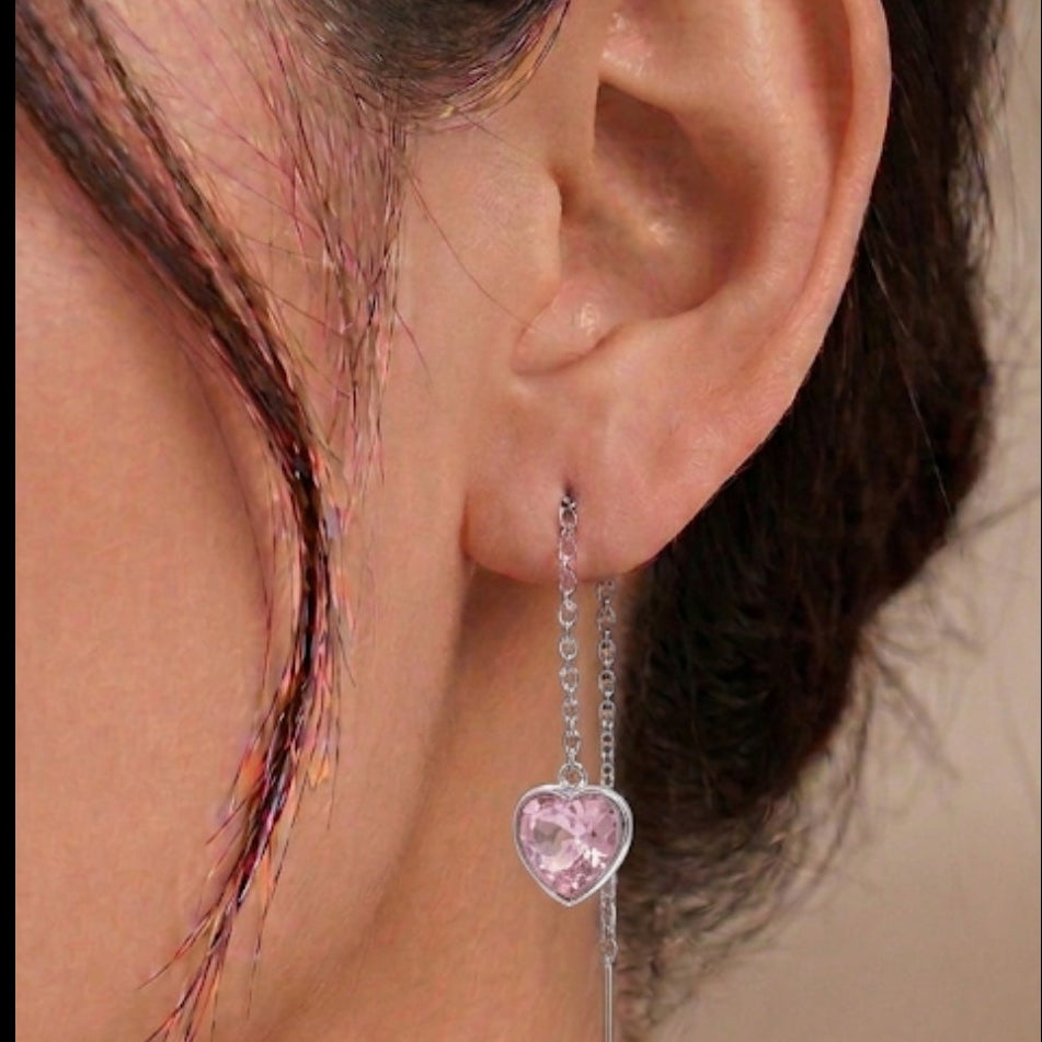 Aros mini heart chain plata