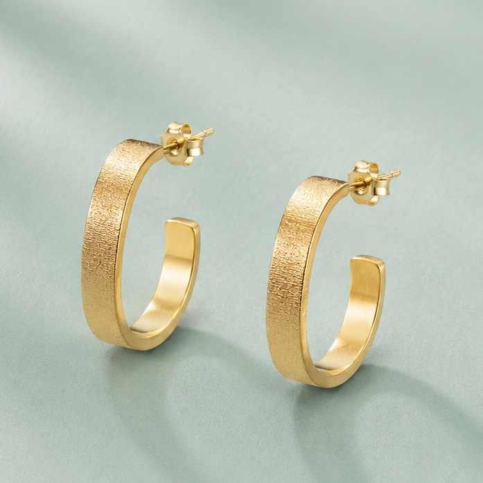 Aros Argolla planas 23 mm Enchapado en Oro