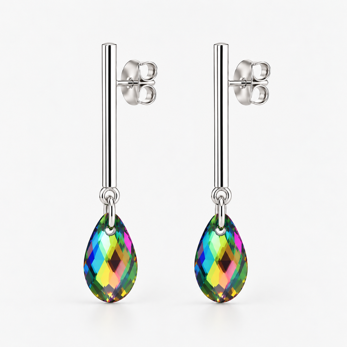 Aros Gala Vitrail Cristal Plata