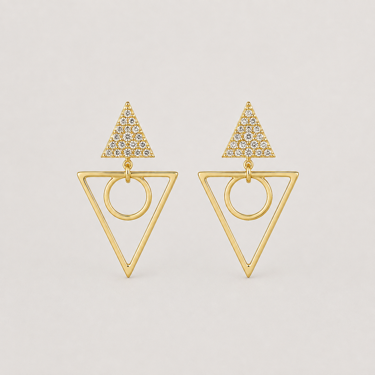 Aros geométricos Elisa oro con circones