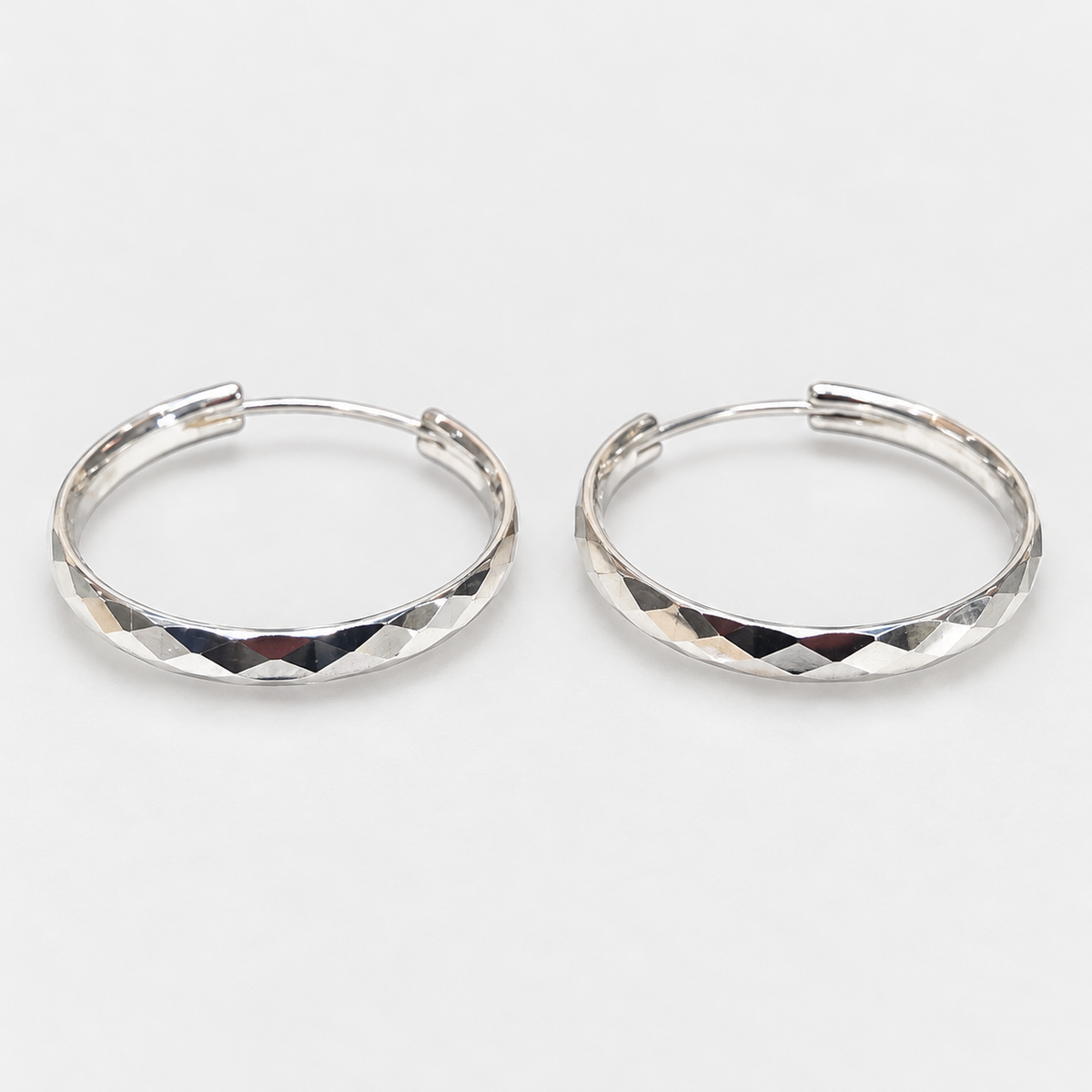 Aros argollas diamantadas 30 mm plata