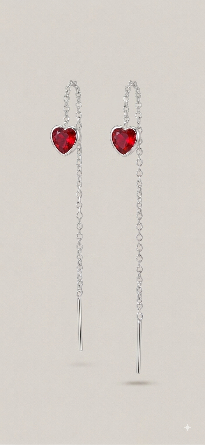 Aros mini heart chain plata