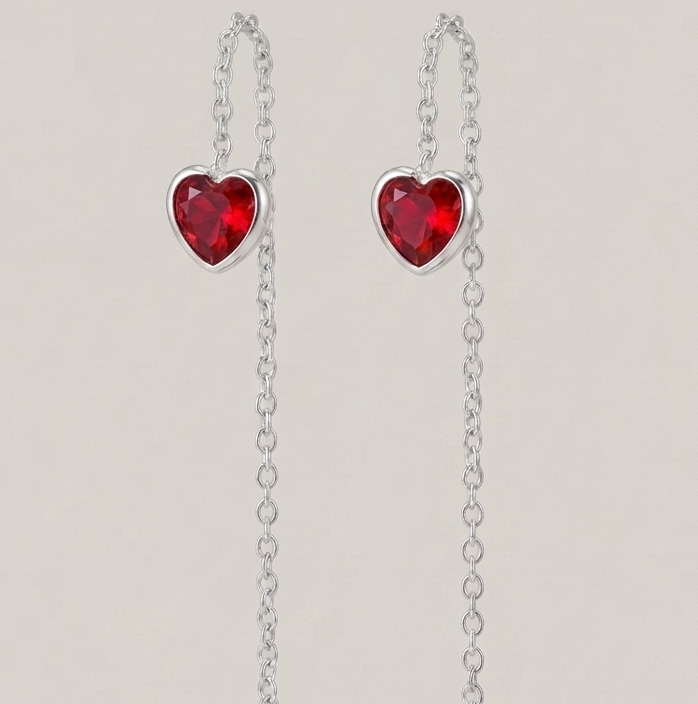Aros mini heart chain plata