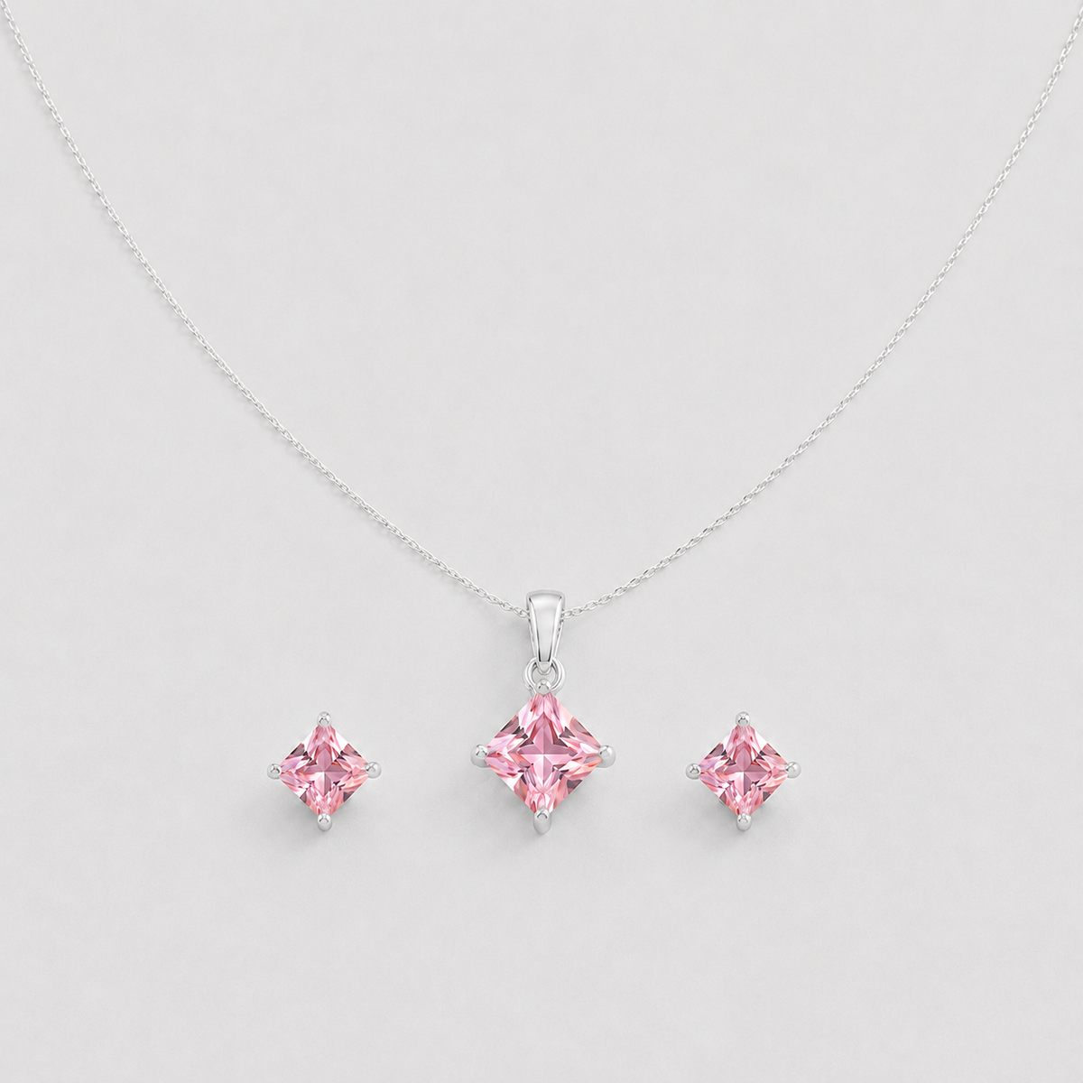 Conjunto cuadrado punto de luz rosa plata