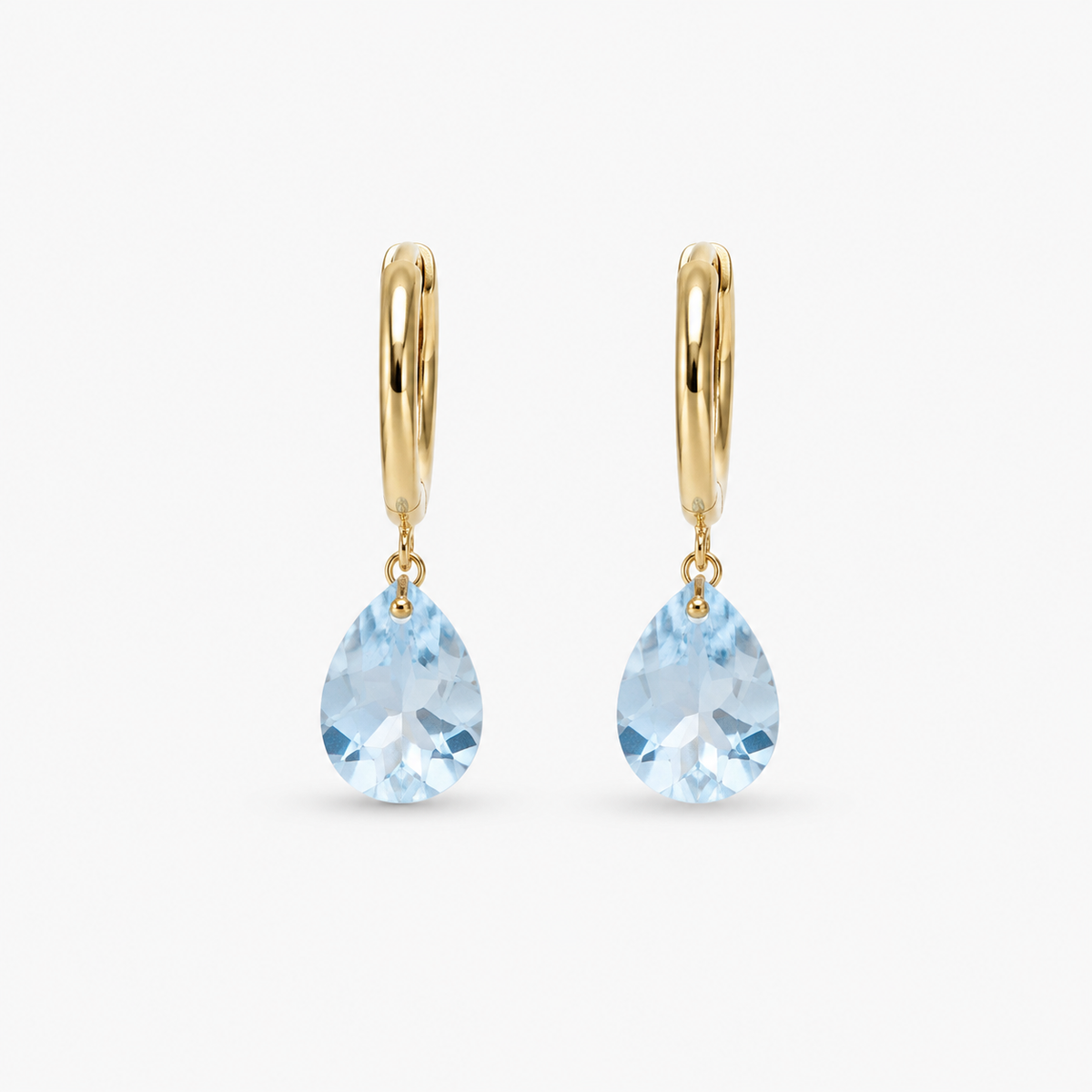 Aros cristal celeste Ovalado oro