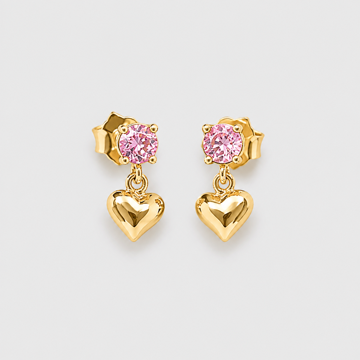 Aros Niña Sweet Heart Baño de Oro 18k
