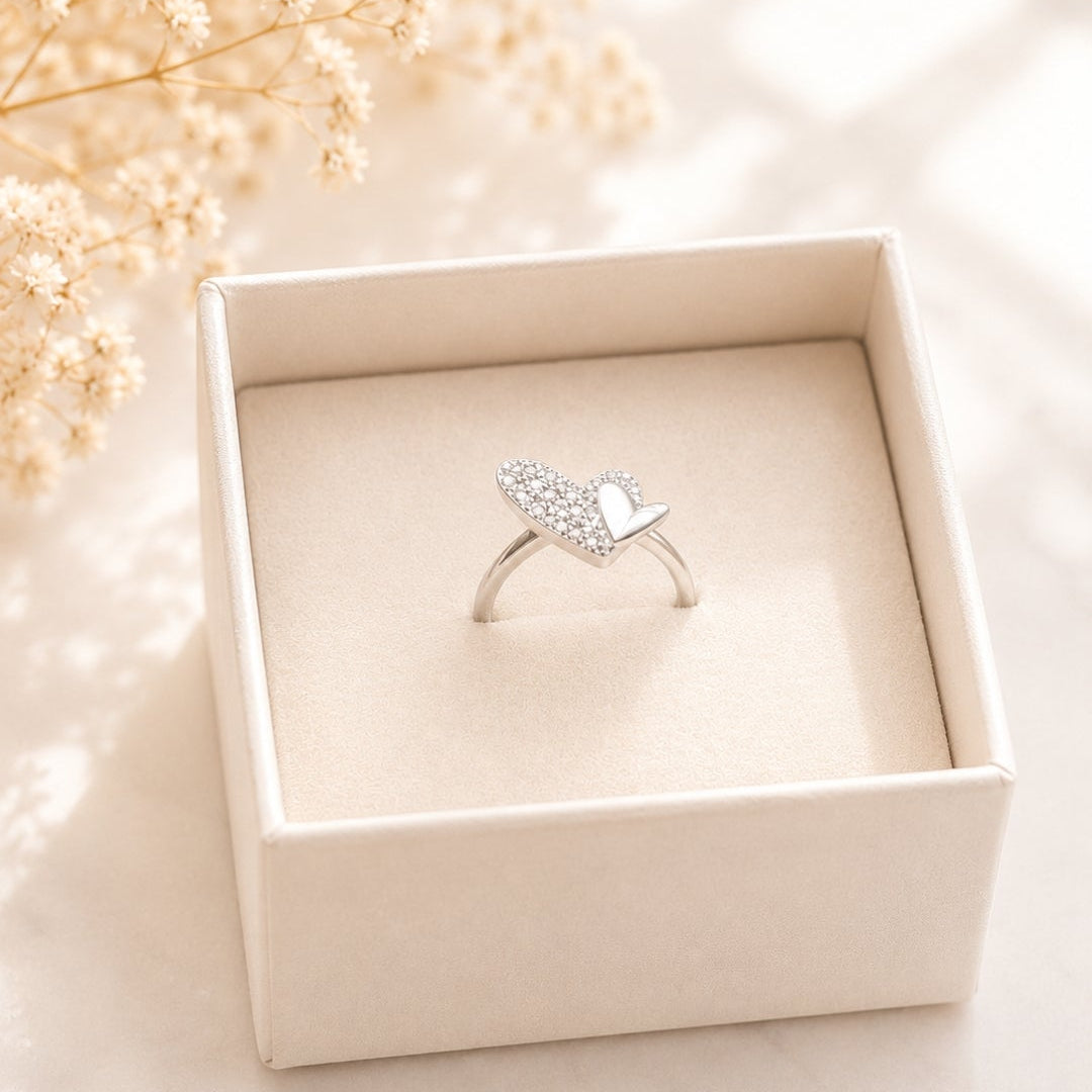 Anillo corazones Pavé Plata
