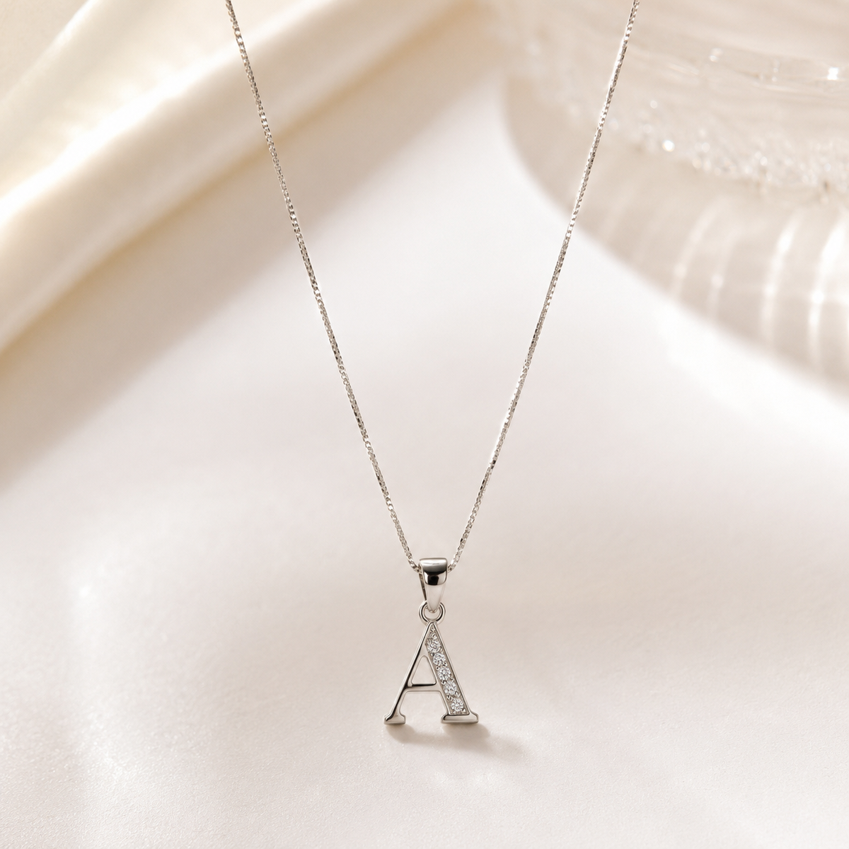 Collar iniciales letra circones plata
