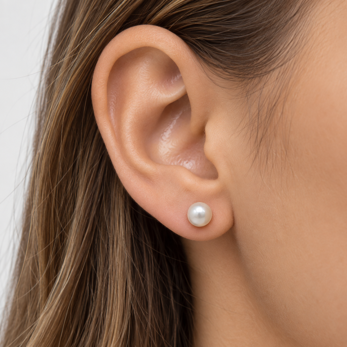 Aros de Perla Achatada Plata 6 mm
