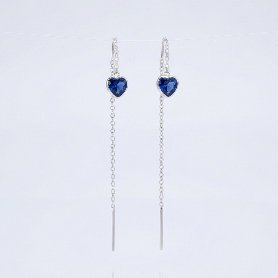 Aros mini heart chain plata