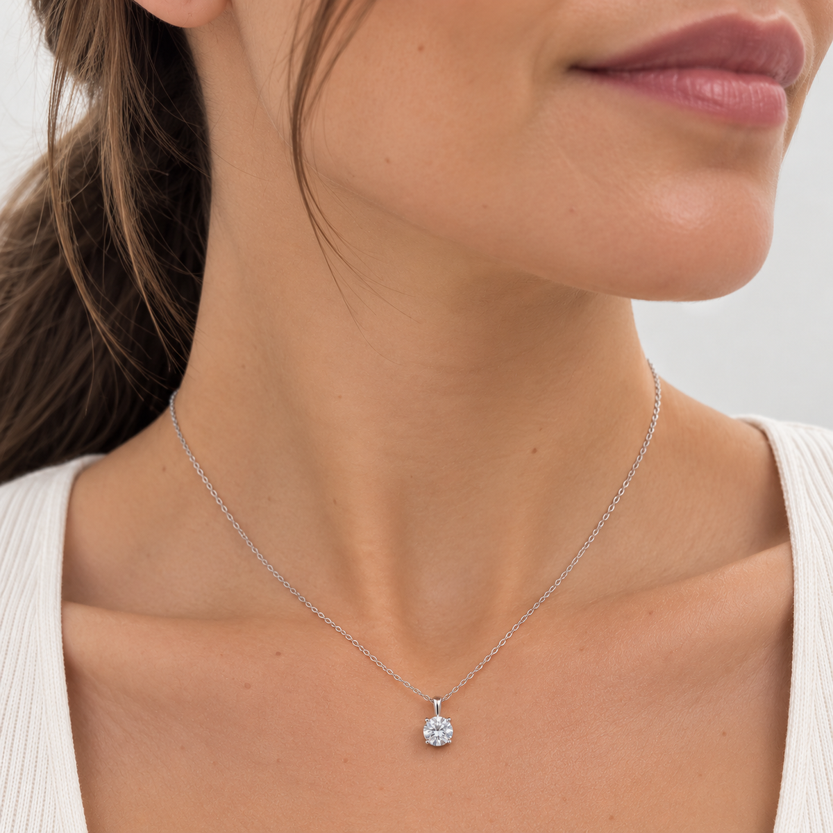 Collar punto de luz Roma Moissanita plata