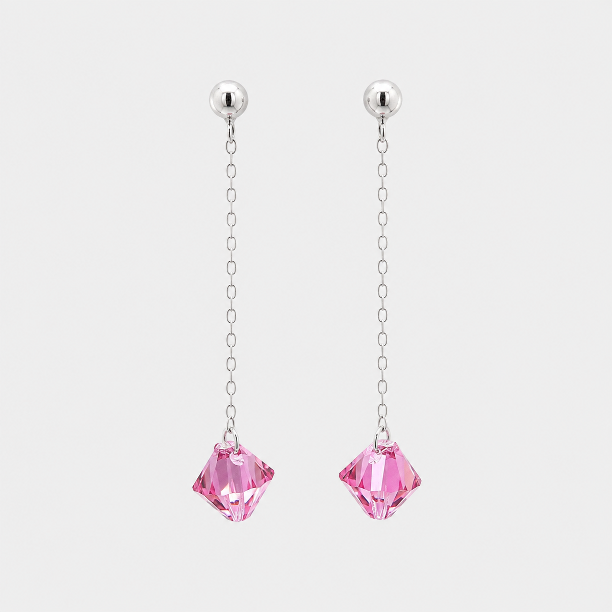 Aros Amelie Rosa cristal Swarovski plata
