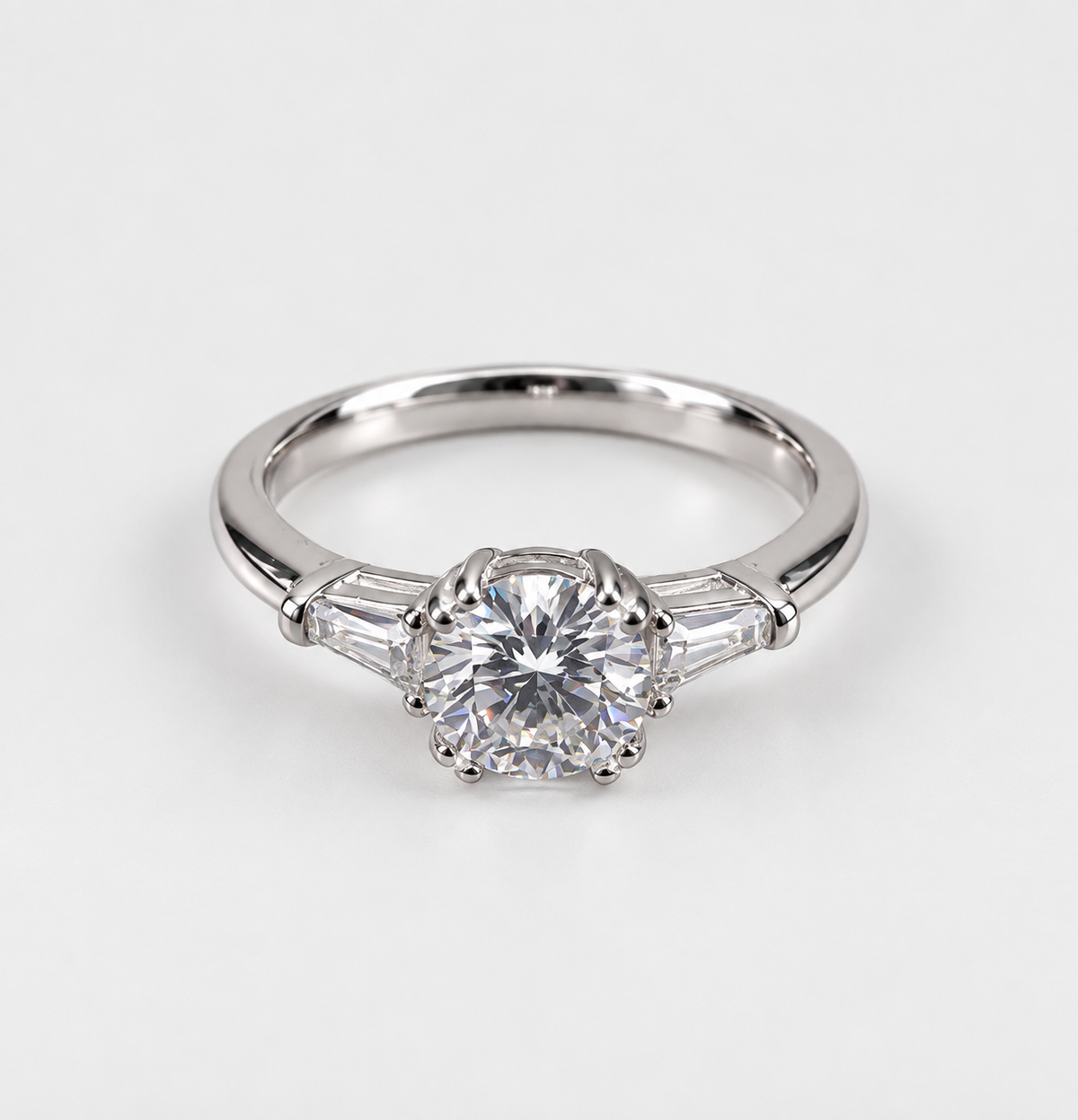 Anillo Solitario Trinidad Moissanita Plata