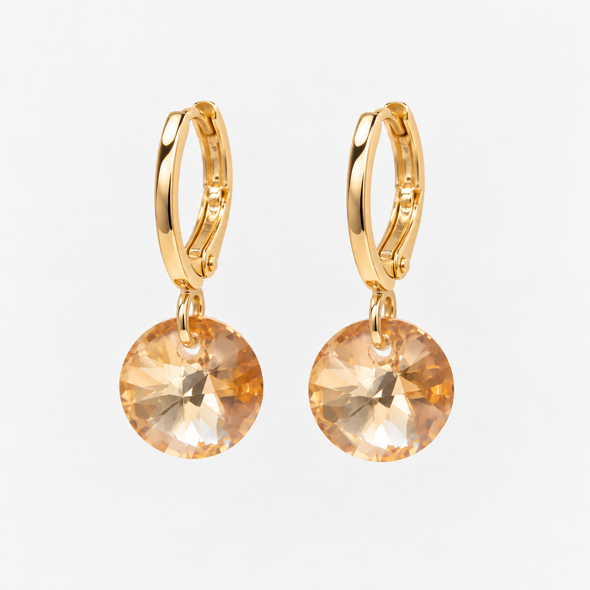 Aros Mía Ámbar Oro Cristal Genuino