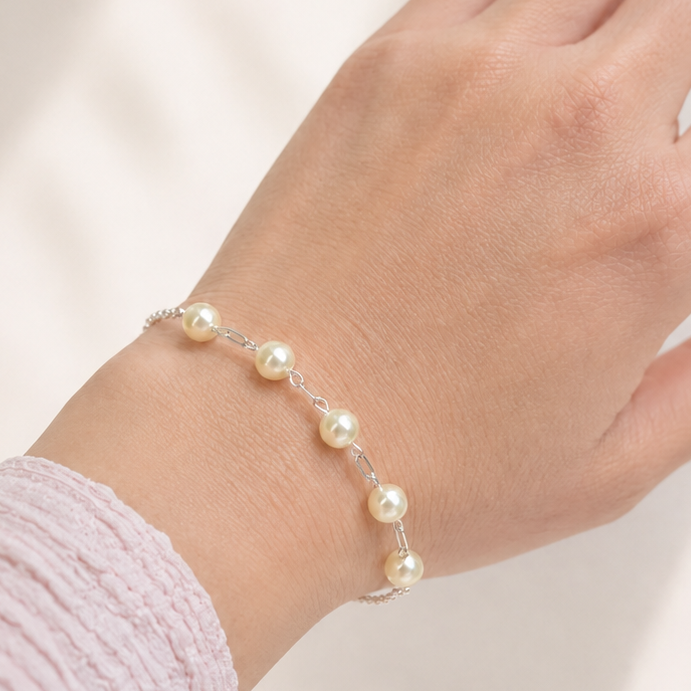 Pulsera Armonía de Perlas Plata