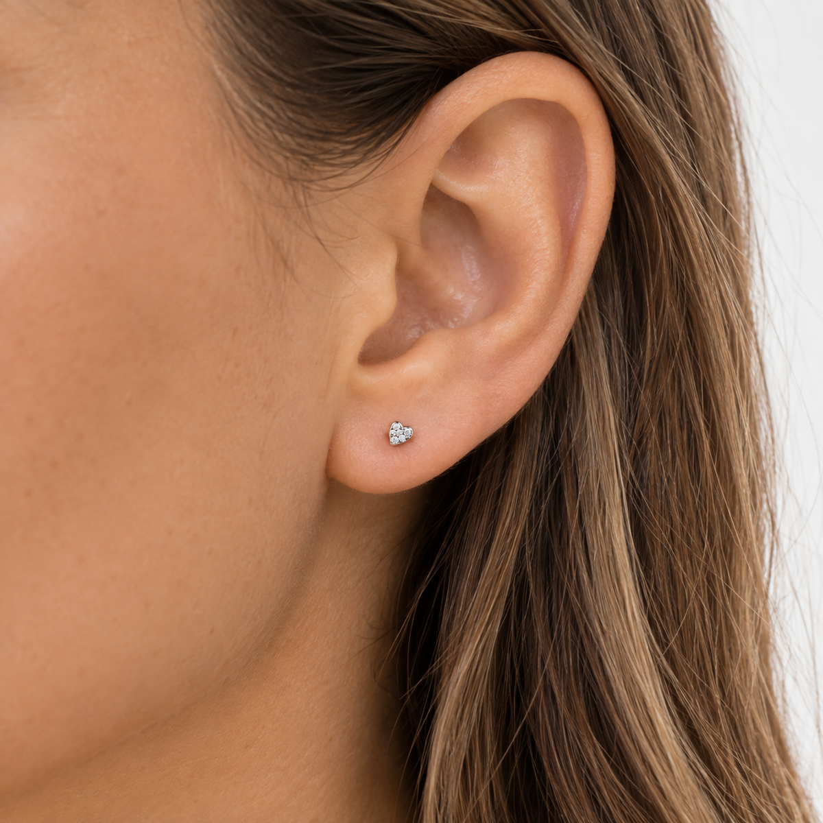 Aros piercing corazón circones plata