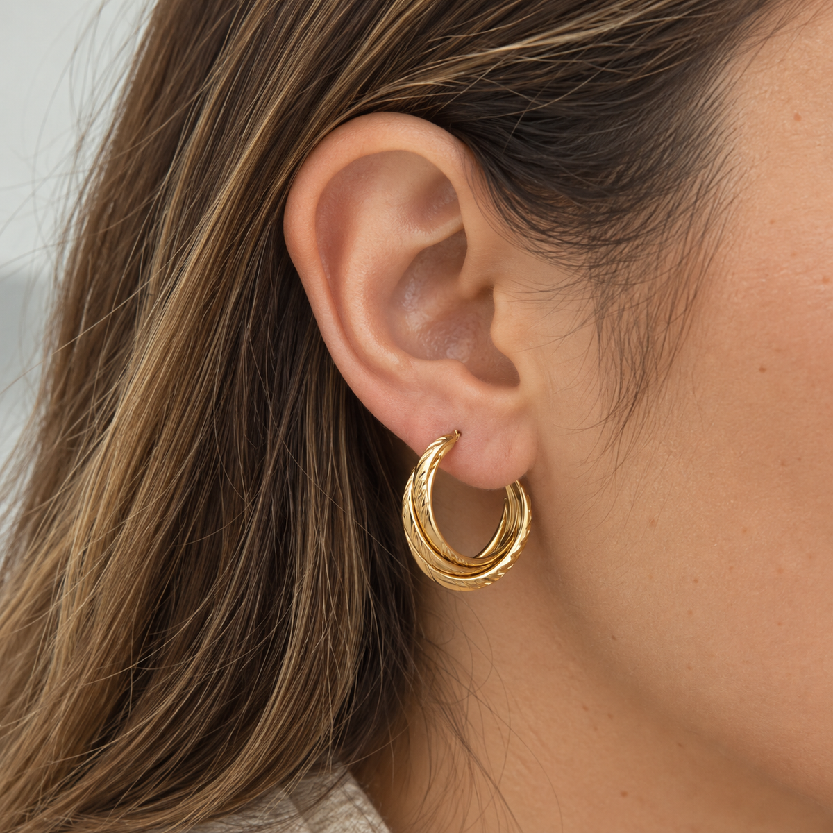 Aros Argollas Trenzadas Oro