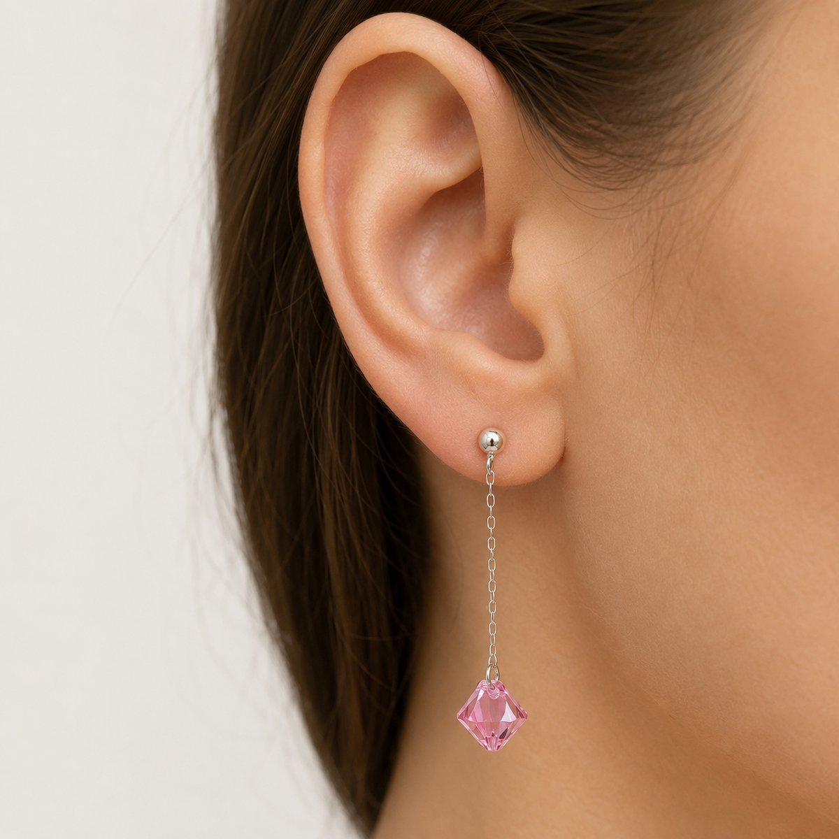 Aros Amelie Rosa cristal Swarovski plata