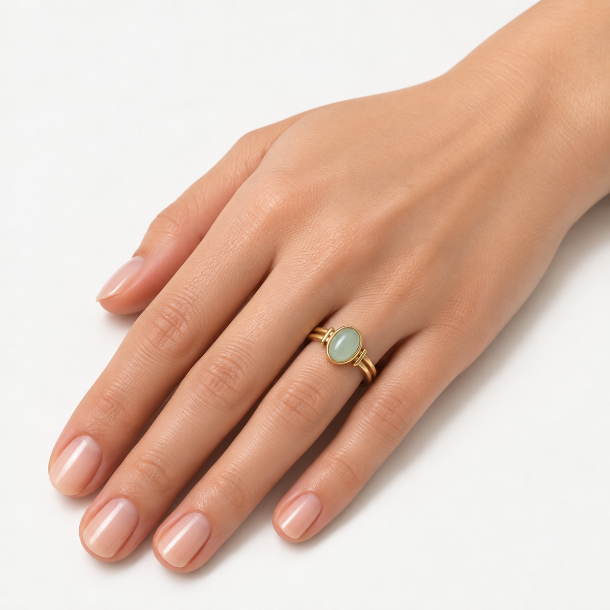 Anillo Aura Verde Ajustable Oro