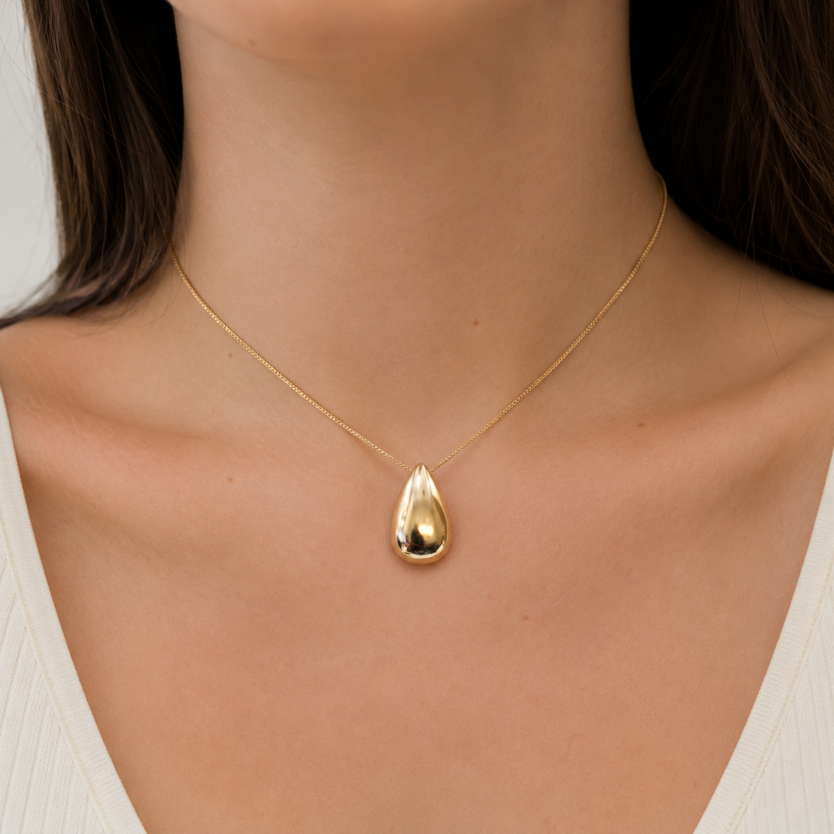 Collar Gota Chunky Baño de Oro 18K.