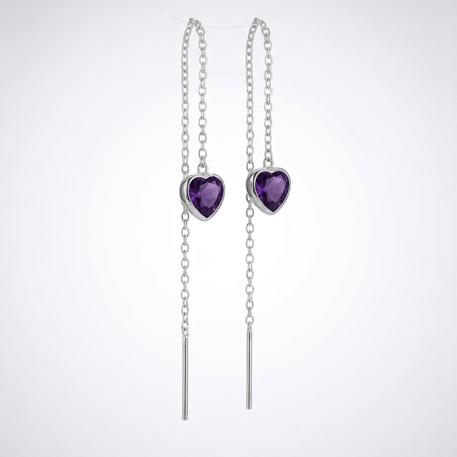 Aros mini heart chain plata