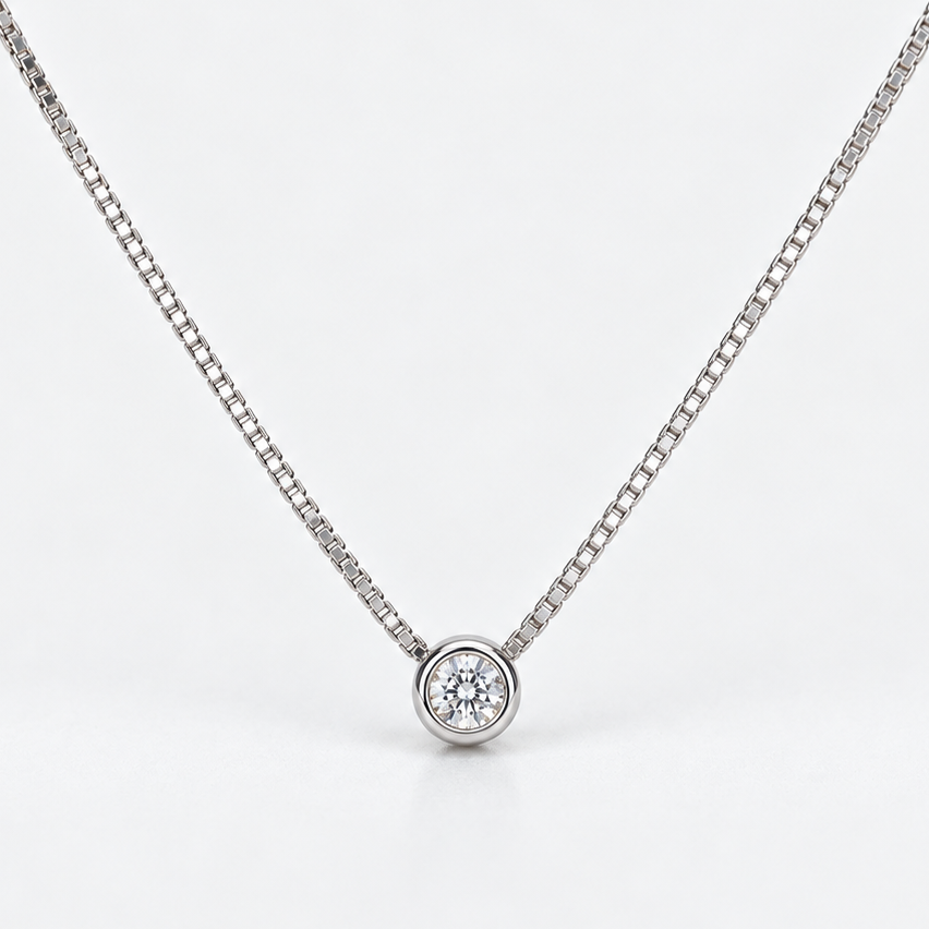 Collar punto de luz Aura Moissanita plata