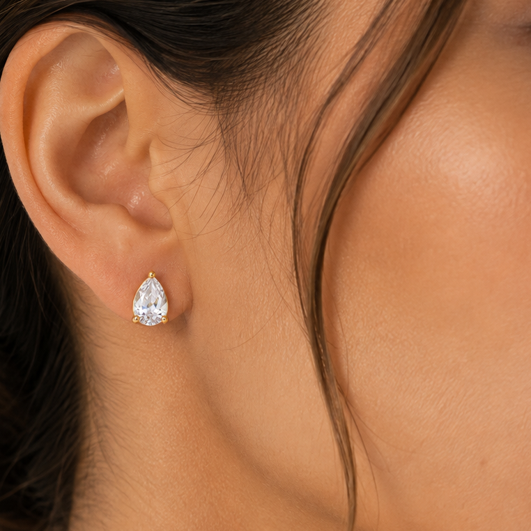 Aros Fresia Baño de Oro 18k