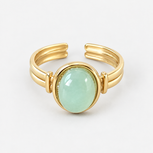 Anillo Aura Verde Ajustable Oro