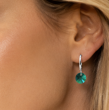 Aros Aura verde Plata Cristal Genuino