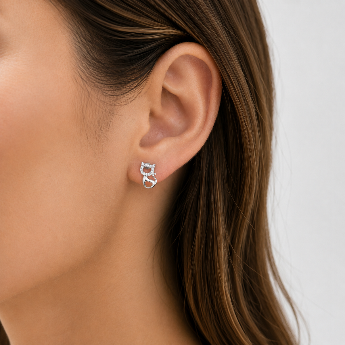 Aros Gatito Circones Plata