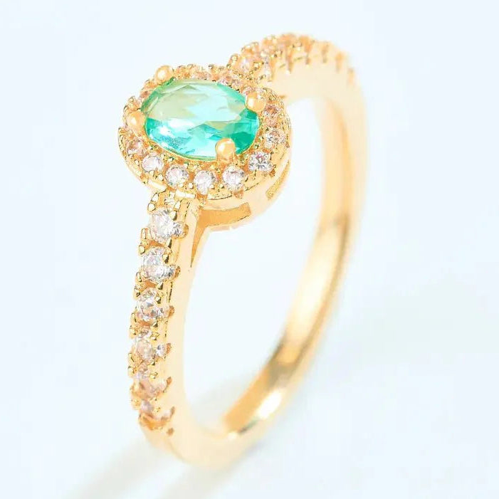 Anillo Azalea Esmeralda baño oro 18k - Joyas Gloss Crystal