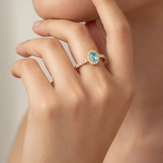 Anillo Azalea Esmeralda baño oro 18k
