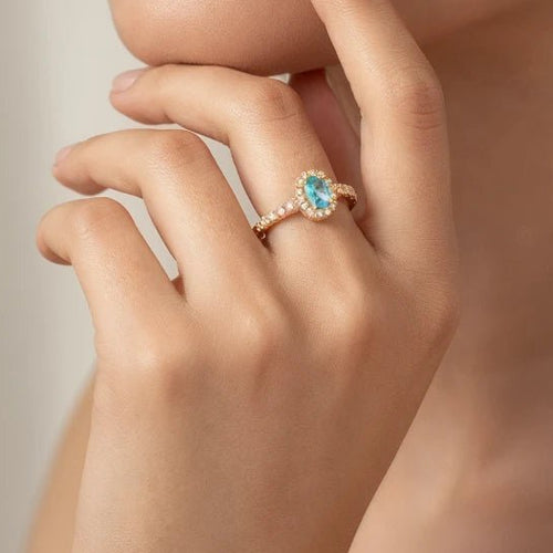 Anillo Azalea Esmeralda baño oro 18k - Joyas Gloss Crystal