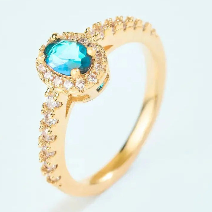 Anillo Azalea Turquesa baño oro 18k - Joyas Gloss Crystal