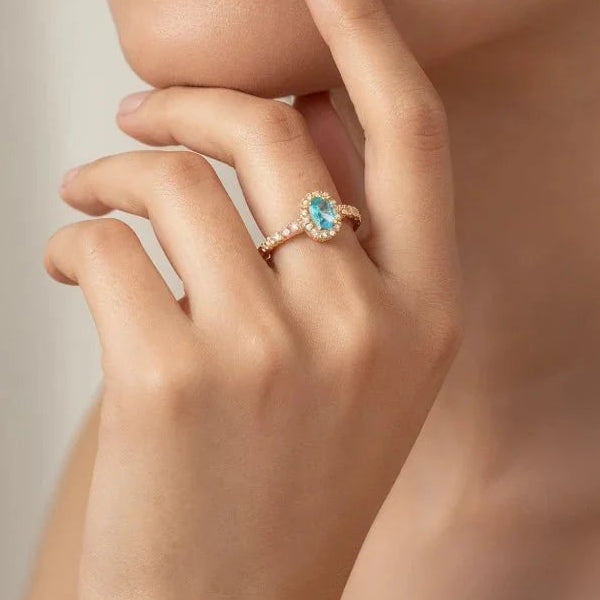 Anillo Azalea Turquesa baño oro 18k - Joyas Gloss Crystal