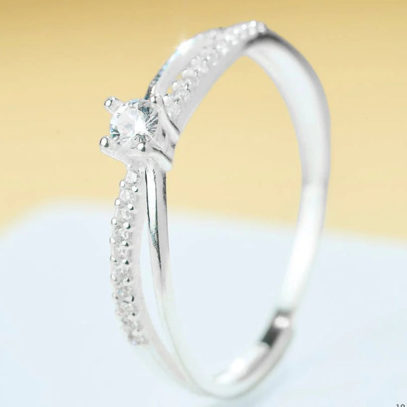 Anillo Solitario Cecilia Plata 925 - Joyas Gloss Crystal