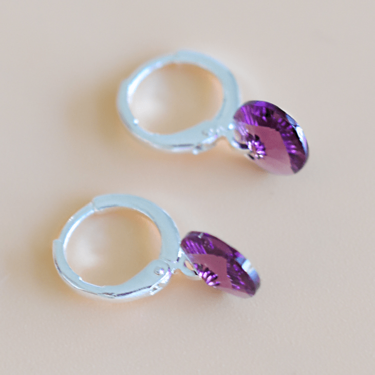 Aros Aura Morado Plata - Joyas Gloss Crystal